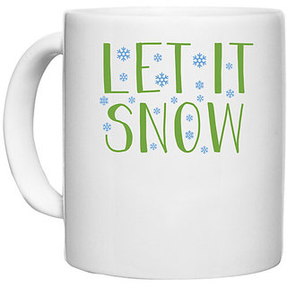                       UDNAG White Ceramic Coffee / Tea Mug 'Snow | let snow' Perfect for Gifting [330ml]                                              