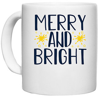                       UDNAG White Ceramic Coffee / Tea Mug 'Christmas Santa | Merry and bright' Perfect for Gifting [330ml]                                              