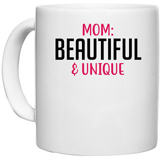                       UDNAG White Ceramic Coffee / Tea Mug 'Mother | MOM BEAUTIFUL & UNIQUE' Perfect for Gifting [330ml]                                              