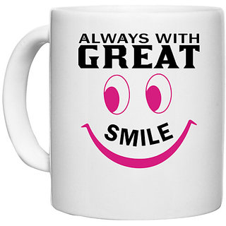                       UDNAG White Ceramic Coffee / Tea Mug 'Nurse | Always with great smile' Perfect for Gifting [330ml]                                              