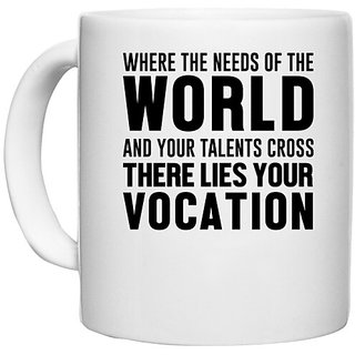                       UDNAG White Ceramic Coffee / Tea Mug 'Nurse | Needs of the world lies your vocation' Perfect for Gifting [330ml]                                              