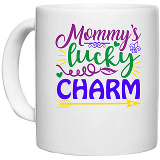                       UDNAG White Ceramic Coffee / Tea Mug 'Mother | mommy's lucky charm' Perfect for Gifting [330ml]                                              