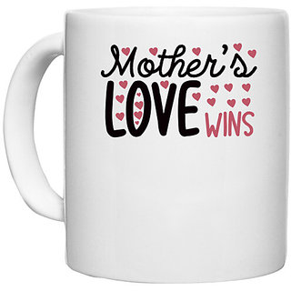                       UDNAG White Ceramic Coffee / Tea Mug 'Mother | MOTHER'S LOVE WINS' Perfect for Gifting [330ml]                                              