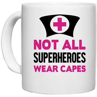                       UDNAG White Ceramic Coffee / Tea Mug 'Nurse | Not all superheros wear a capes' Perfect for Gifting [330ml]                                              