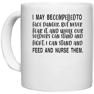                       UDNAG White Ceramic Coffee / Tea Mug 'Nurse | I can stand and feed and nurse them' Perfect for Gifting [330ml]                                              