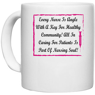 UDNAG White Ceramic Coffee / Tea Mug 'Nurse | Every nurse is a angel' Perfect for Gifting [330ml]