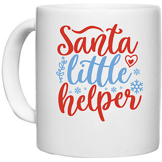 UDNAG White Ceramic Coffee / Tea Mug 'Christmas Santa | santa's little helper' Perfect for Gifting [330ml]