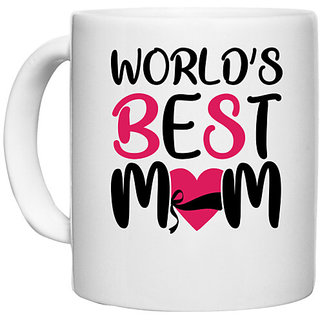                       UDNAG White Ceramic Coffee / Tea Mug 'Mom | WORLD'S BEST MOM' Perfect for Gifting [330ml]                                              