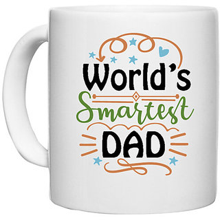                       UDNAG White Ceramic Coffee / Tea Mug 'Dad | World's smartest dad' Perfect for Gifting [330ml]                                              