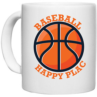 UDNAG White Ceramic Coffee / Tea Mug 'Baseball | Baseball Happy Place' Perfect for Gifting [330ml]