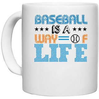 UDNAG White Ceramic Coffee / Tea Mug 'Baseball | BASEBALL IS A WAY OF LIFE' Perfect for Gifting [330ml]