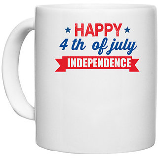                       UDNAG White Ceramic Coffee / Tea Mug 'American Independance Day | 4th of july independence' Perfect for Gifting [330ml]                                              