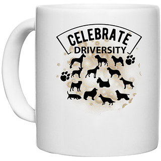                       UDNAG White Ceramic Coffee / Tea Mug 'Driversity | Celebrate driversity' Perfect for Gifting [330ml]                                              