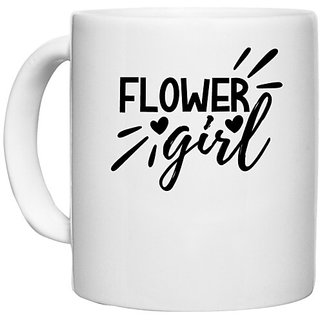                       UDNAG White Ceramic Coffee / Tea Mug 'Girl | Flower girl calligraphy' Perfect for Gifting [330ml]                                              