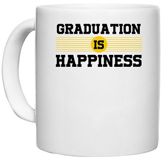                       UDNAG White Ceramic Coffee / Tea Mug 'Happiness | gRADUATION HAPPINESS' Perfect for Gifting [330ml]                                              