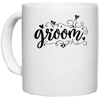                       UDNAG White Ceramic Coffee / Tea Mug 'Groom' Perfect for Gifting [330ml]                                              