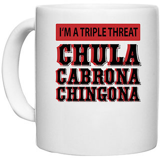                       UDNAG White Ceramic Coffee / Tea Mug 'I'M A TRIPLE THREAT' Perfect for Gifting [330ml]                                              