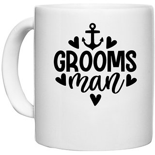                       UDNAG White Ceramic Coffee / Tea Mug 'Grooms man' Perfect for Gifting [330ml]                                              