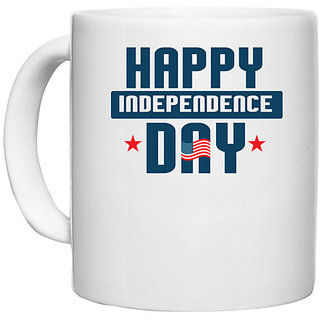                       UDNAG White Ceramic Coffee / Tea Mug 'American Independance Day | happy independence day' Perfect for Gifting [330ml]                                              