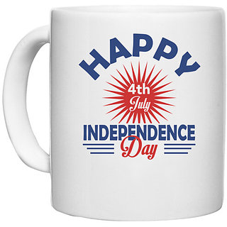                       UDNAG White Ceramic Coffee / Tea Mug 'American Independance Day | Independence day' Perfect for Gifting [330ml]                                              