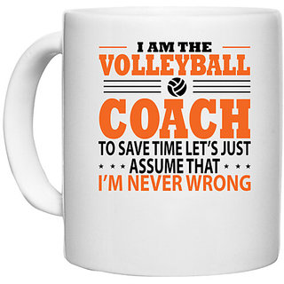                       UDNAG White Ceramic Coffee / Tea Mug 'Volleyball | I AM THE Volleball' Perfect for Gifting [330ml]                                              