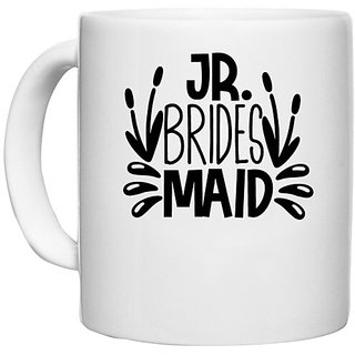                       UDNAG White Ceramic Coffee / Tea Mug 'junior | JR brides' Perfect for Gifting [330ml]                                              