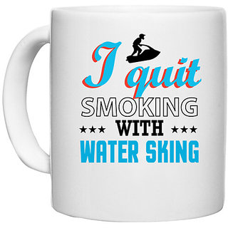                       UDNAG White Ceramic Coffee / Tea Mug 'Smoking | i quite Smoking' Perfect for Gifting [330ml]                                              