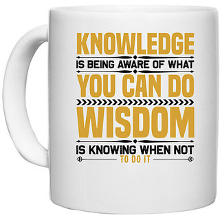                       UDNAG White Ceramic Coffee / Tea Mug 'Knowledge' Perfect for Gifting [330ml]                                              