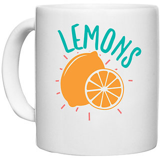                       UDNAG White Ceramic Coffee / Tea Mug 'lemons' Perfect for Gifting [330ml]                                              