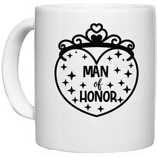                       UDNAG White Ceramic Coffee / Tea Mug 'Honour | Man of the1' Perfect for Gifting [330ml]                                              
