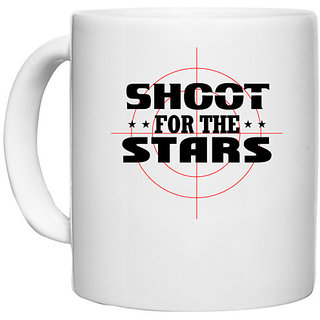                       UDNAG White Ceramic Coffee / Tea Mug 'Star | Shoot For The Stars' Perfect for Gifting [330ml]                                              
