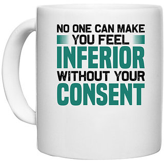                       UDNAG White Ceramic Coffee / Tea Mug 'No one can' Perfect for Gifting [330ml]                                              