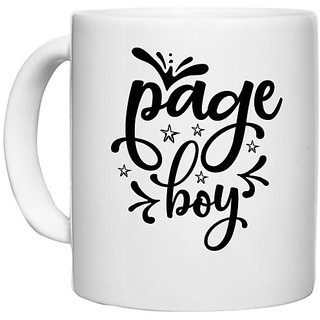                       UDNAG White Ceramic Coffee / Tea Mug 'Bride | Page boy' Perfect for Gifting [330ml]                                              