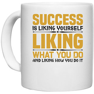                       UDNAG White Ceramic Coffee / Tea Mug 'Success | Success is liking' Perfect for Gifting [330ml]                                              