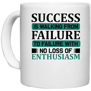                      UDNAG White Ceramic Coffee / Tea Mug 'Success | Success is walking' Perfect for Gifting [330ml]                                              
