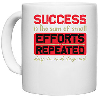                       UDNAG White Ceramic Coffee / Tea Mug 'Success | Success is' Perfect for Gifting [330ml]                                              