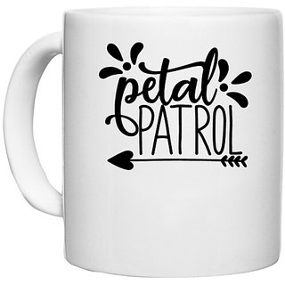                       UDNAG White Ceramic Coffee / Tea Mug 'petal patroll' Perfect for Gifting [330ml]                                              