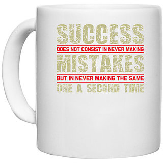                       UDNAG White Ceramic Coffee / Tea Mug 'Success | Success' Perfect for Gifting [330ml]                                              