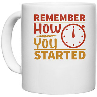                       UDNAG White Ceramic Coffee / Tea Mug 'Time | Remember' Perfect for Gifting [330ml]                                              