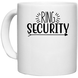                       UDNAG White Ceramic Coffee / Tea Mug 'Ring security' Perfect for Gifting [330ml]                                              