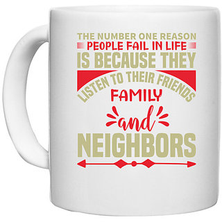                       UDNAG White Ceramic Coffee / Tea Mug 'Family | The number' Perfect for Gifting [330ml]                                              