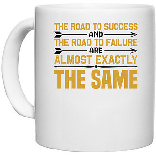                       UDNAG White Ceramic Coffee / Tea Mug 'School Teacher | The road' Perfect for Gifting [330ml]                                              