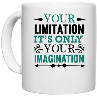                       UDNAG White Ceramic Coffee / Tea Mug 'Limitation imagination | Your limitation' Perfect for Gifting [330ml]                                              