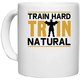                       UDNAG White Ceramic Coffee / Tea Mug 'Gym | Train hard' Perfect for Gifting [330ml]                                              