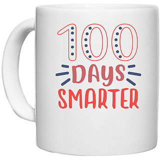                       UDNAG White Ceramic Coffee / Tea Mug 'Smart | 100 days smarterr' Perfect for Gifting [330ml]                                              