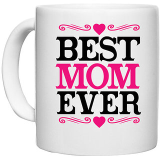                       UDNAG White Ceramic Coffee / Tea Mug 'Mummy | Best mom ever' Perfect for Gifting [330ml]                                              