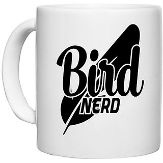                       UDNAG White Ceramic Coffee / Tea Mug 'Bird | bird nerd' Perfect for Gifting [330ml]                                              