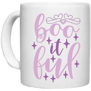                       UDNAG White Ceramic Coffee / Tea Mug '| boo it ful' Perfect for Gifting [330ml]                                              