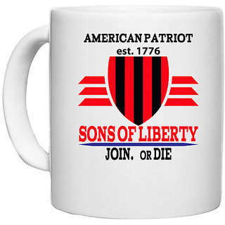                       UDNAG White Ceramic Coffee / Tea Mug 'Sons of Liberty | American Patriot est 1776' Perfect for Gifting [330ml]                                              