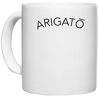                       UDNAG White Ceramic Coffee / Tea Mug 'Thank you | ARIGATO' Perfect for Gifting [330ml]                                              